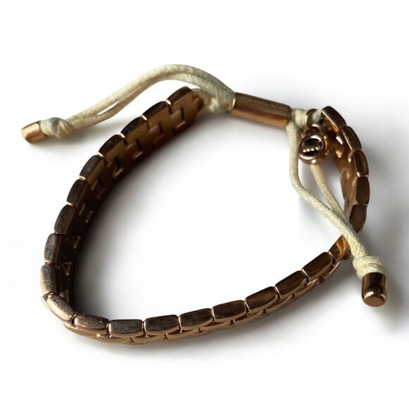 Michael Kors Rose Gold Tone Adjustable Watch Link Style silk corded bracelet - Picture 2 of 15